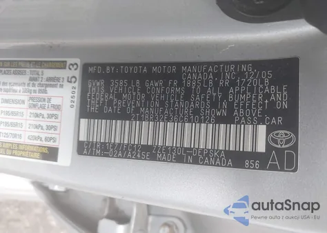 2006 Toyota Corolla S z USA, uszkodzony, nr VIN 2T1BR32E36C610126